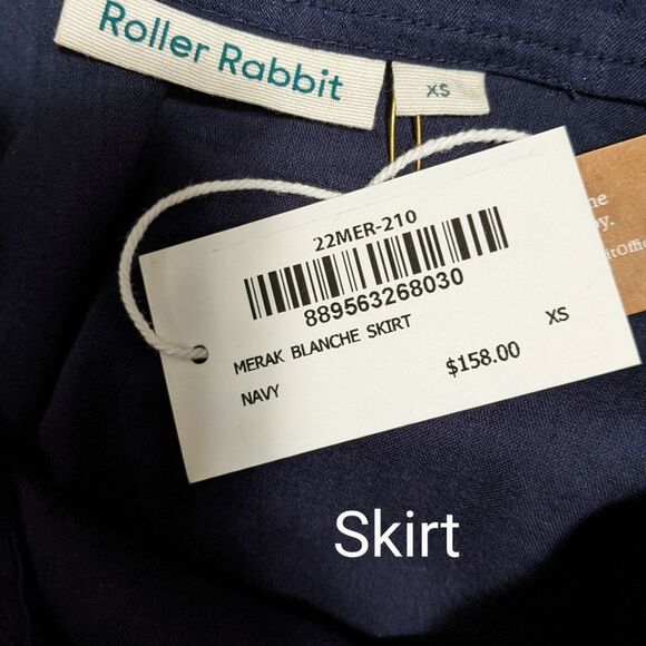 New Roberta Roller Rabbit embroidered tasseled skirt top set navy size XS/S - Picture 3 of 12